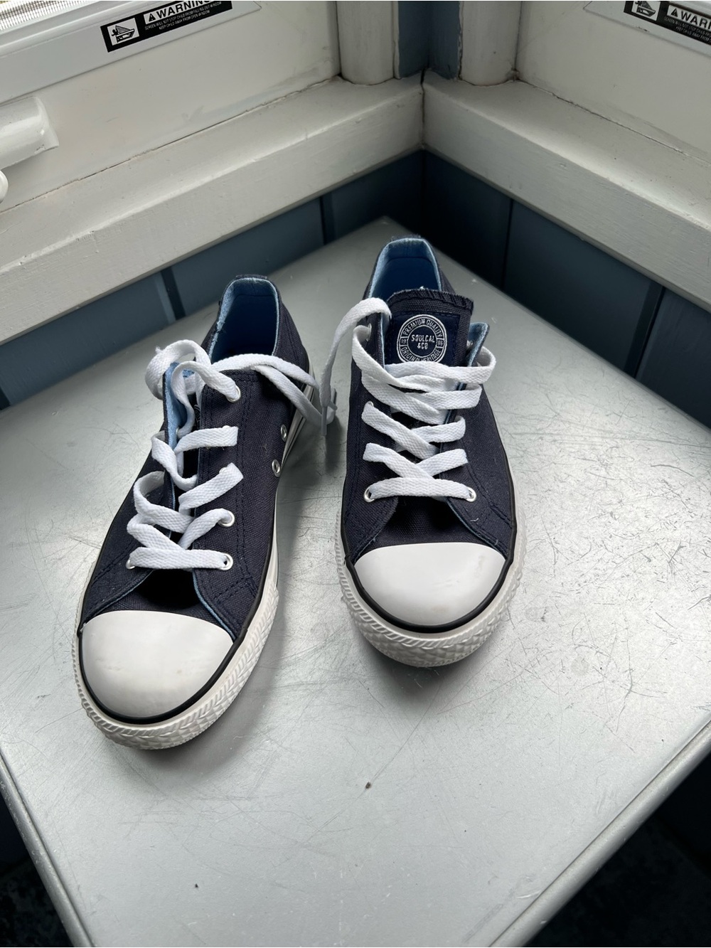 Classic Kids Navy Canvas Sneakers with White Toe